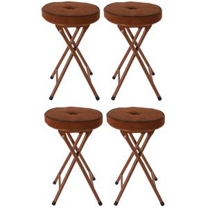 Home & Styling Bijzet krukje/stoel - 4x - Opvouwbaar - bruin Ribcord - D33 x H49 cm -