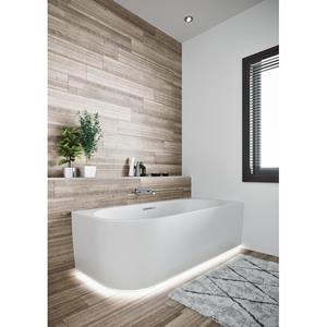 Riho Desire hoekbad - 184x84cm - hoekopstelling rechts - met LED-plint - met chromen badvuller - acryl wit velvet B088008105