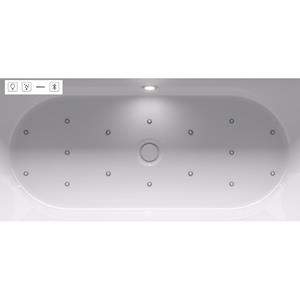 Riho Desire hoekbad - 184x84cm - Hoekopstelling links - met LED-plint - Sparkle - met chromen badvuller - acryl wit hoogglans B087010005