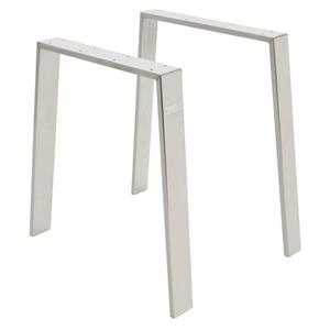 2er Set Tischbeine Loft, 75x72 cm, Profil 8x2 cm, Silber, aus Stahl - Ml-design