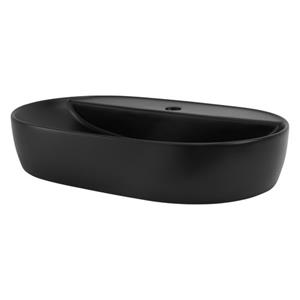 Waschbecken Ovalform ohne Überlauf 60x40x12 cm Schwarz aus Keramik ML-Design