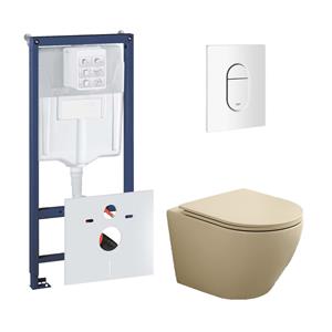 Grohe Rapid toiletset met Saniclear Itsie licht ivoor toiletpot randloos met softclose zitting