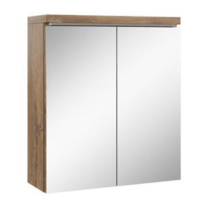 badplaats Badezimmer Spiegelschrank Toledo 60cm Braun Eiche – Stauraum Unterschrank Möbel zwei Türen Badschrank - Braun Eiche
