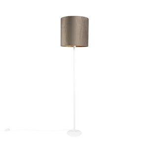 QAZQA Voerlamp Wit Met Taupe Kap En Gouden Binnenkant 40 Cm - Simplo
