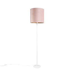 QAZQA Romantische Vloerlamp Wit Met Roze Kap 40 Cm - Simplo