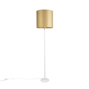 QAZQA Vintage Vloerlamp Wit Met Goud Triangle Kap 40 Cm - Simplo