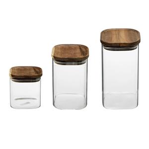 Secret de Gourmet Set van 3x keuken voorraadbussen/potten glas 0.6-1.0-1.3 Liter inhoud -