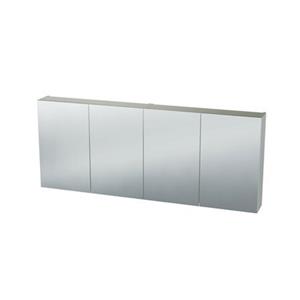 Nemo Spring Nebulo luxe spiegelkast - 140x65x17.8cm - 4 dubbelzijdige spiegeldeuren - glazen leggers - met stopcontact - zonder schakelaar - kleur: White Standard 20037086