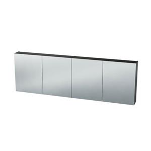 Nemo Spring Nebulo luxe spiegelkast - 200x65x17.8cm - 4 dubbelzijdige spiegeldeuren - glazen leggers - met stopcontact - zonder schakelaar - kleur: U960 ST9 Onyx Grey 20037120