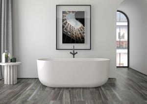 Xenz Sanne vrijstaand bad acryl 180x85x60cm wit mat met waste zwart mat
