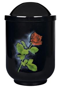 Urnwebshop Design Urn Rode Roos op Zwart (4 liter)
