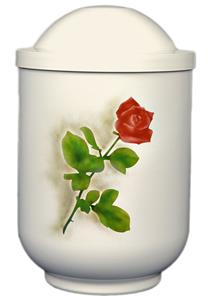 Urnwebshop Design Urn Rode Roos op Wit (4 liter)
