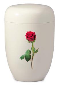 Urnwebshop Design Urn Rode Roos op Wit (4 liter)