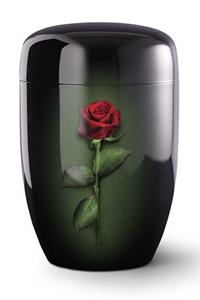 Urnwebshop Design Urn Rode Roos op Zwart Satijn (4 liter)