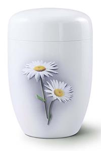Urnwebshop Witte Design Urn Margrietjes (4 liter)
