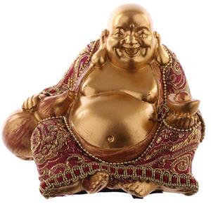 Urnwebshop Beklede Happy Boeddha Miniurn Shiny Gold (0.15 liter)