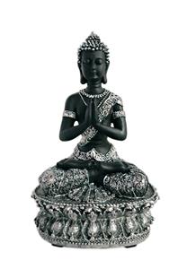 Urnwebshop Tibetaanse Meditatie Boeddha Urn Zwart- Zilver (1.5 liter)