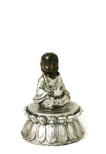 Urnwebshop Mini Buddha Urn Zittende Kind-monnik op Lotus Asbox (0.05 liter)