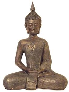 Urnwebshop Grote Thaise Meditatie Boeddha Urn Oudbrons  (3.5 liter)