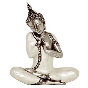 Urnwebshop Thaise Boeddha Urn Lotuszit Zilver-Parelmoer (1.25 liter)