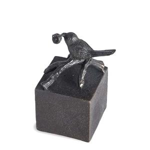 Urnwebshop Bronzen Mini Urn Vogeltje met Roosje (0.05 liter)