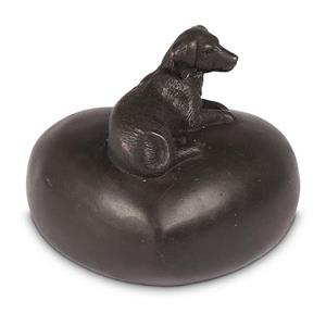 Urnwebshop Bronzen Mini Urn Hart met Hond (0.45 liter)