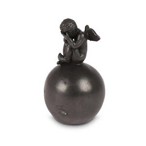 Urnwebshop Bronzen Mini Bol Urn met Treurend Engeltje (0.1 liter)