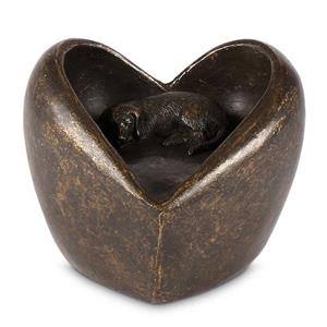 Urnwebshop Bronzen Hart Urn met Hondje (0.5 liter)