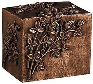 Urnwebshop Bronzen Kist Urn met bloemmotief (5 liter)