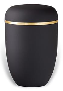 Urnwebshop Matzwarte Design Urn met Gouden Sierband (4 liter)
