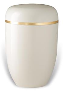 Urnwebshop Witte Design Urn met Gouden Sierband (4 liter)