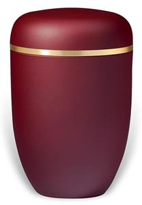 Urnwebshop Robijnrode Design Urn met Gouden Sierband (4 liter)