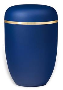 Urnwebshop Matblauwe Design Urn met Gouden Sierband (4 liter)