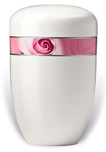 Urnwebshop Design Urn met Decoratieband Roze Roos (4 liter)