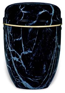 Urnwebshop Blauw Gemarmerde Design Urn, gouden sierband (4 liter)