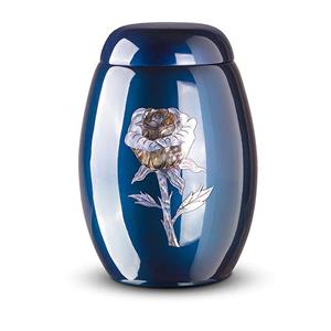 Urnwebshop Blauwe Glasfiber Urn Roos (3.7 liter)