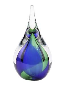 Urnwebshop Kristalglazen 3D Mini Traan Urn Blauwgroen (0.05 liter)