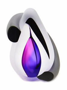 Urnwebshop Premium Kristalglazen 3D Traan Urn Bow Purple (0.06 liter)