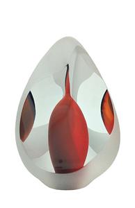 Urnwebshop Kristalglazen 3D Traan Urn Reflection Red (0.08 liter)