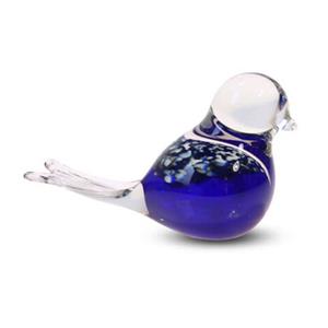 Urnwebshop Kristalglazen Mini Vogel Urn Blauw Buikje (0.03 liter)