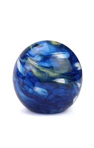 Urnwebshop Kristalglazen Mini Bol Urn Elan Bulb marble Blue (0.1 liter)