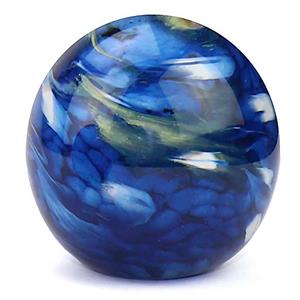 Urnwebshop Middelgrote Kristalglazen Bol Urn Elan Marble Blue (1.5 liter)