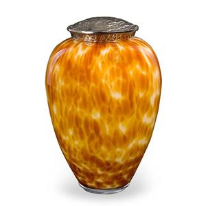 Urnwebshop Kristalglazen Amber Urn, Zilver Deksel (4 liter)