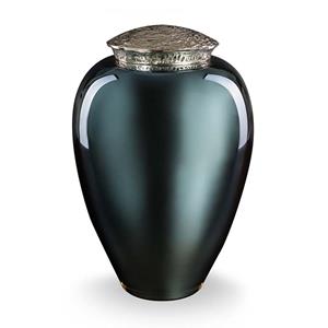 Urnwebshop Kristalglazen Urn Spiegelzwart, Zilver Deksel (4 liter)