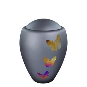 Urnwebshop Glazen Urn Antraciet - Spiegelende Vlinders (4 liter)