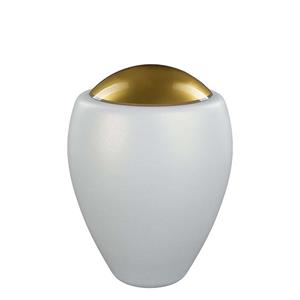 Urnwebshop Glazen Urn Vorstwit - Gouden Deksel (4 liter)
