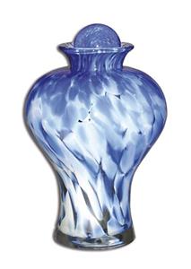 Urnwebshop Grote Glazen Urn Blauw-Wit (3.5 liter)