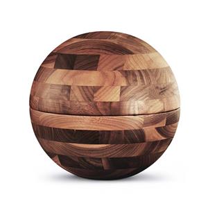 Urnwebshop Massief Walnoot Houten Bol Urn Geolied (3.5 liter)