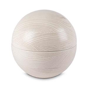 Urnwebshop Grote Eiken Bol Urn Wit Geolied, Gouden Patine (3 liter)