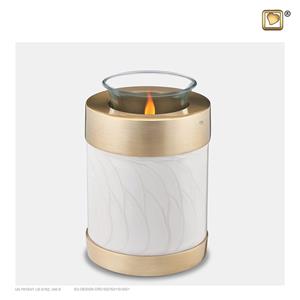 Urnwebshop Urn met Waxinelichtje Gemarmerd Wit, Gouden Randen (0.45 liter)